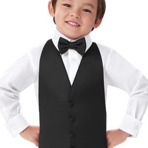 Gentlemen's Collection Boy's Matte Black Satin Vest